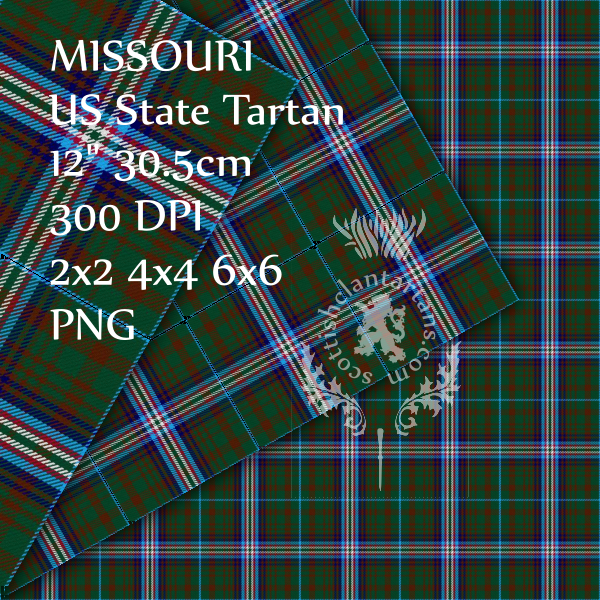 Digital Download - US State Tartans - West North Central Region 12" 300dpi PNG