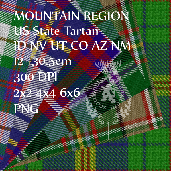 Digital Download - US State Tartans - Mountain Region 12" 300dpi PNG