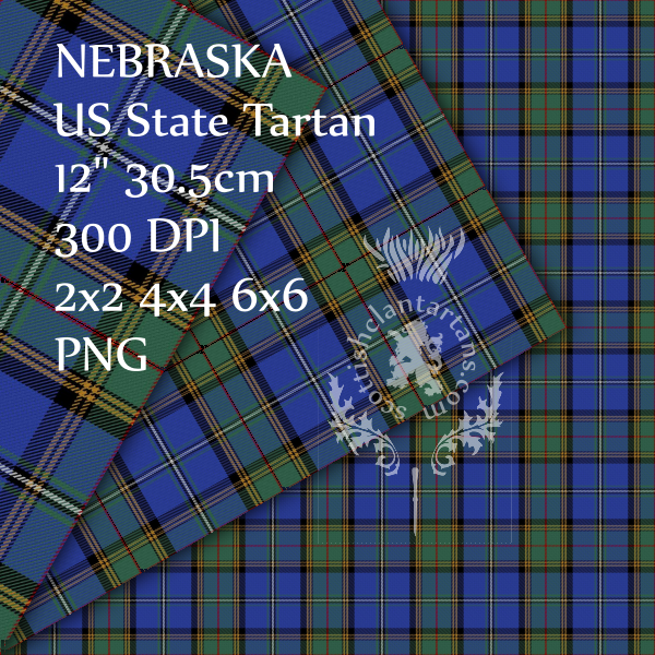 Digital Download - US State Tartan - Nebraska 12" 300dpi PNG