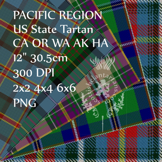 Digital Download - US State Tartans - Pacific Region 12" 300dpi PNG