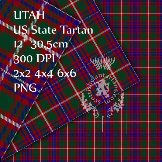 Digital Download - US State Tartan - Utah 12" 300dpi PNG