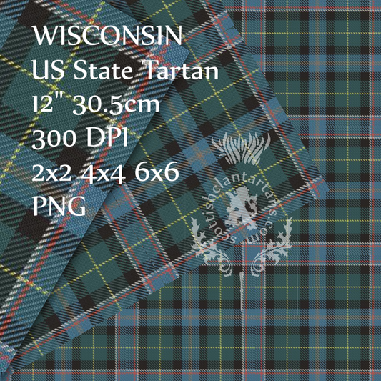 Digital Download - US State Tartan - Wisconsin 12" 300dpi PNG