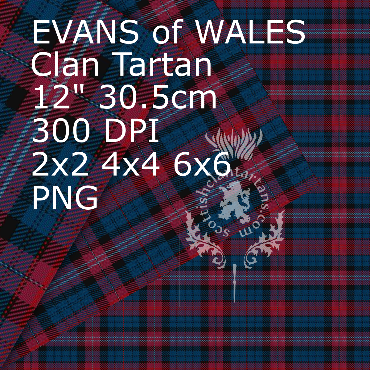 Digital Download - Wales - Evans Tartan 12" 300dpi PNG