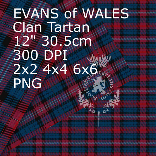 Digital Download - Wales - Evans Tartan 12" 300dpi PNG