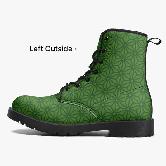 Japanese Wagara - Asoha Green - PU Leather Boots