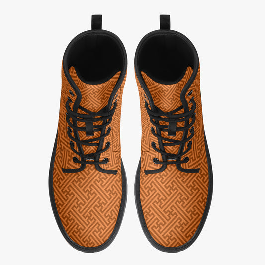 Japanese Wagara - Sayagata Orange - PU Leather Boots