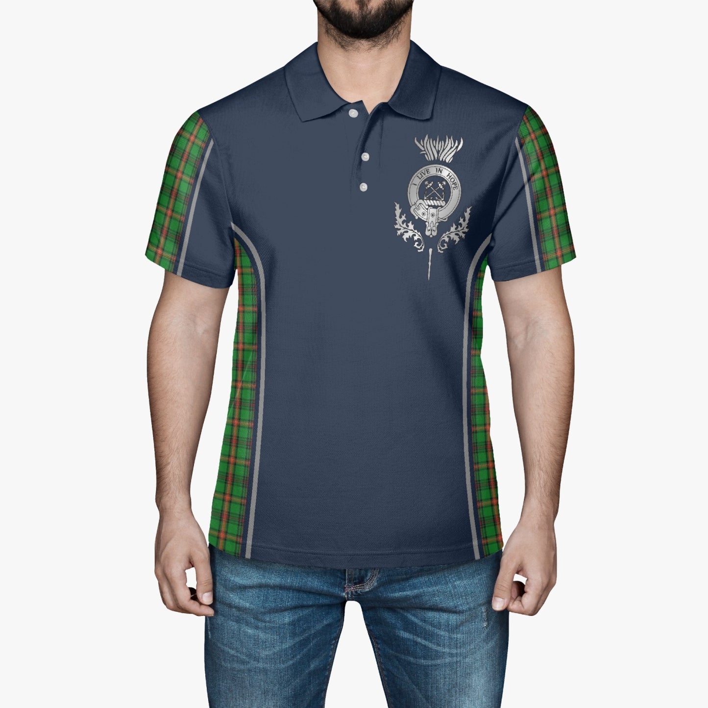 Clan Kinnear Crest & Tartan Polo Shirt