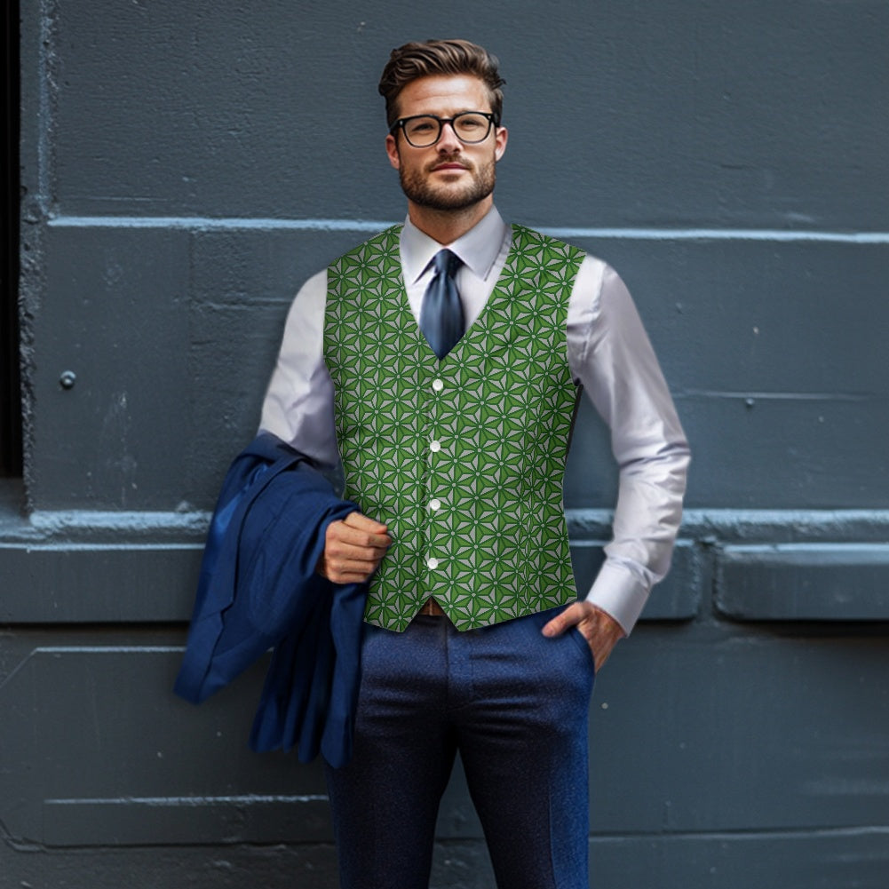 Wagara - Asanoha Green Suit vest jacket