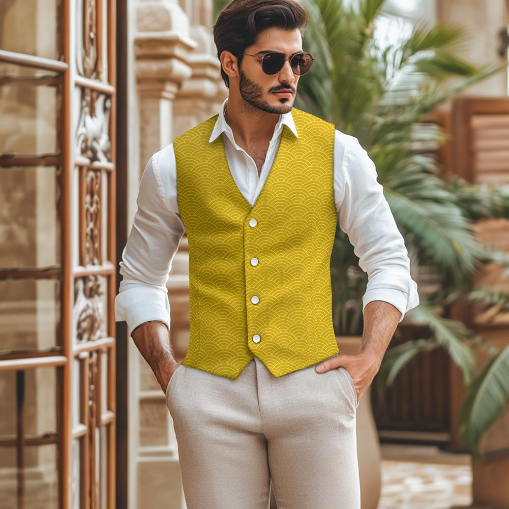 Wagara - Seigaiha Gold Suit vest jacket