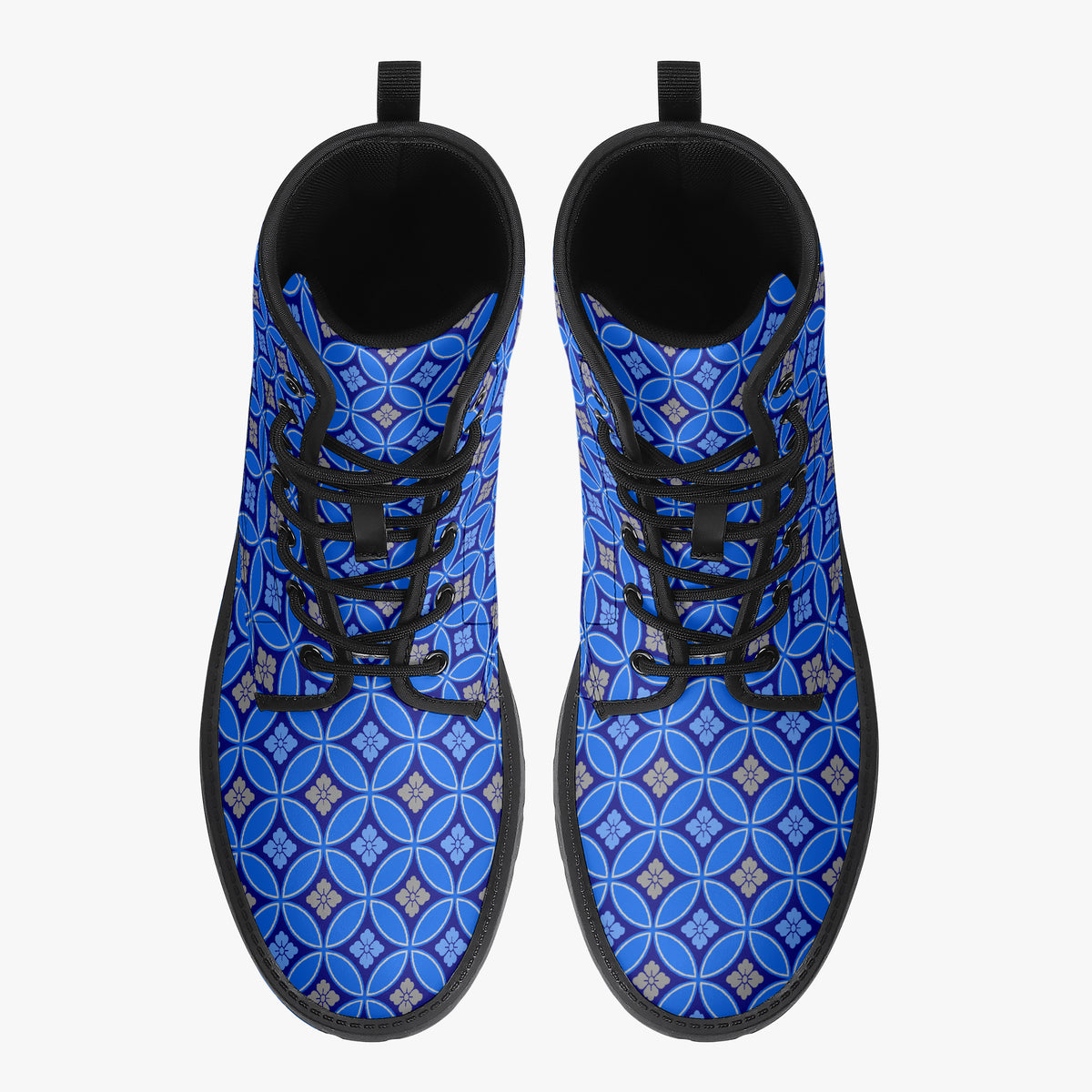 Japanese Wagara - Shippo Blue - PU Leather Boots