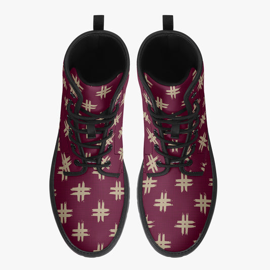 Japanese Wagara - Igeta Burgundy - PU Leather Boots