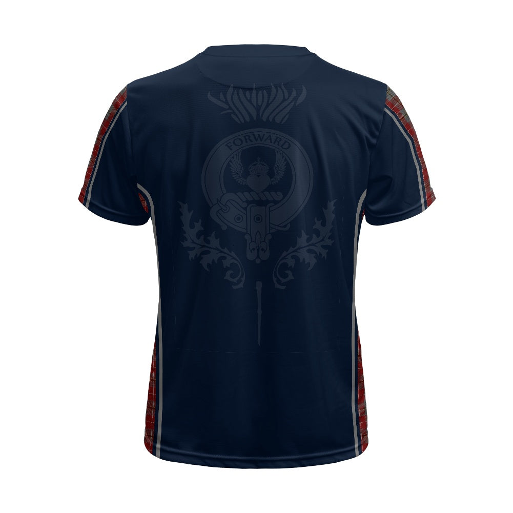 Clan Douglas Ancient Red Tartan & Black Douglas Crest Football Shirt