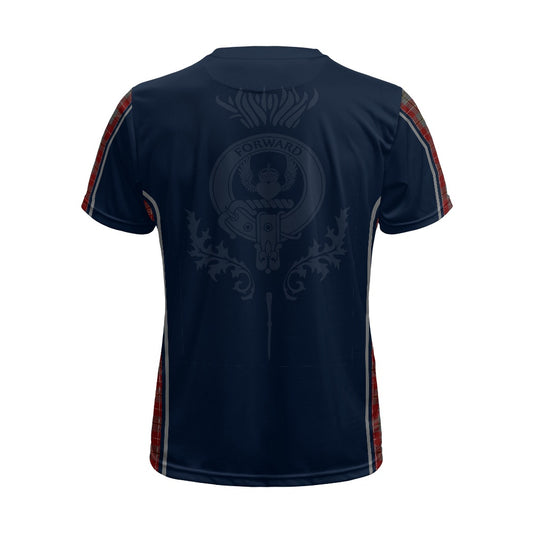 Clan Douglas Ancient Red Tartan & Black Douglas Crest Football Shirt