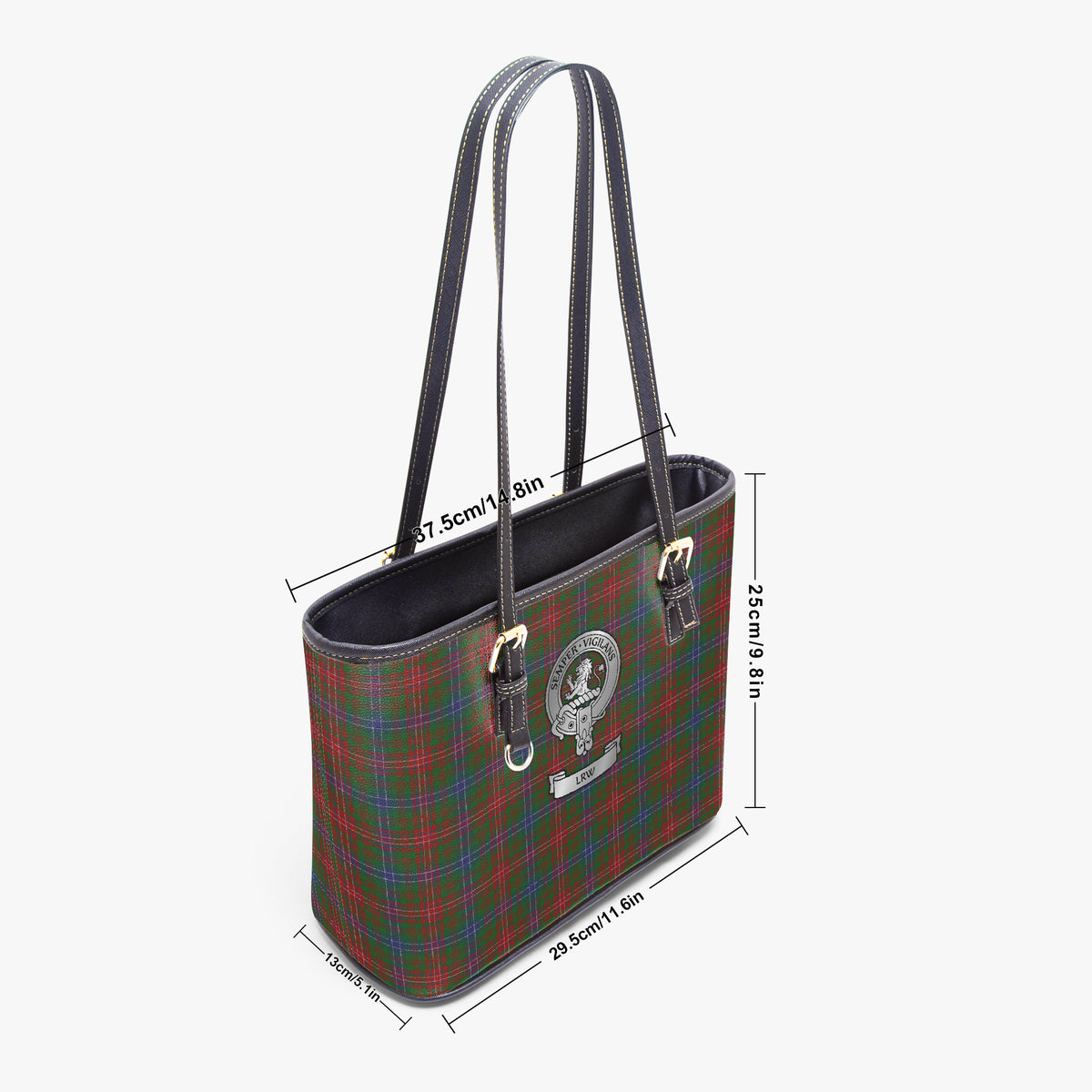 Clan Wilson Crest (LRW) & Tartan Medium Leather Tote Bag
