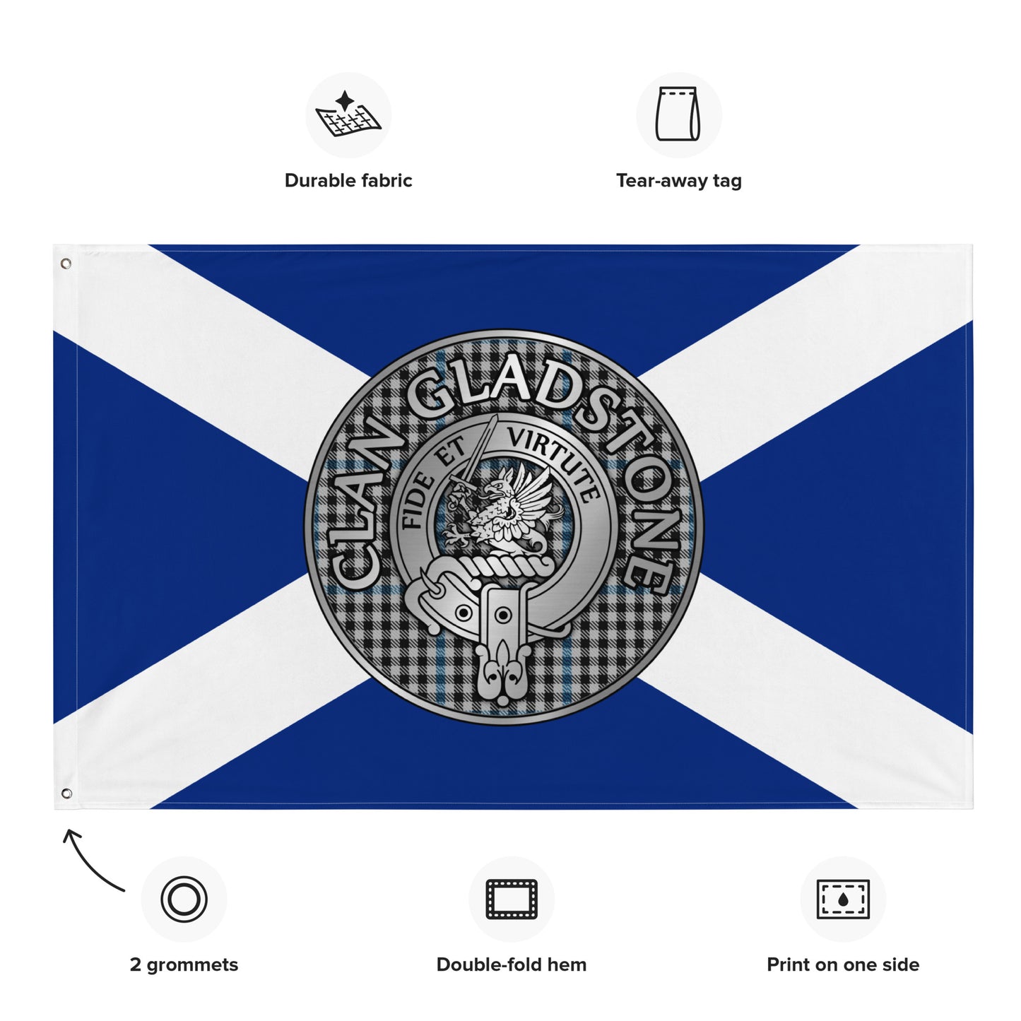 Clan Gladstone Crest & Tartan Flag