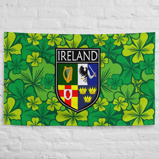 Irish National Crest & Shamrock Flag