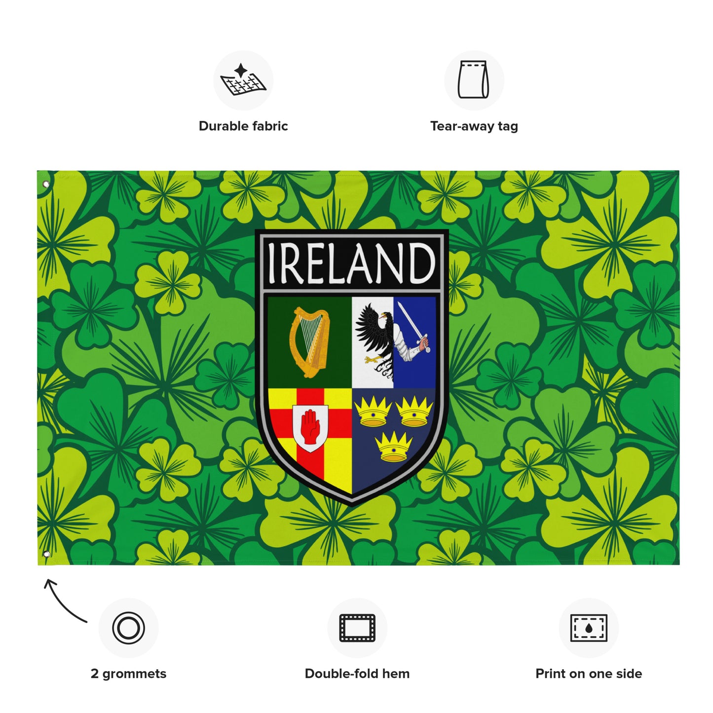 Irish National Crest & Shamrock Flag