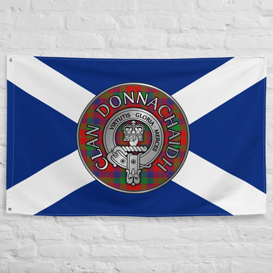 Clan Donnachaidh | Robertson Crest & Tartan on Saltire Flag