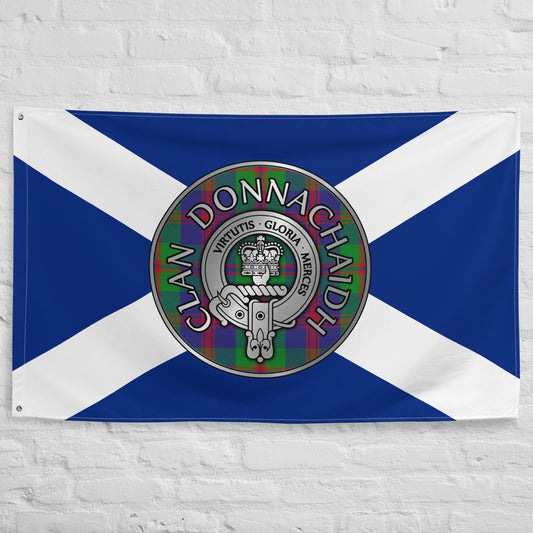 Clan Donnachaidh | Robertson Crest & Struan Tartan on Saltire Flag