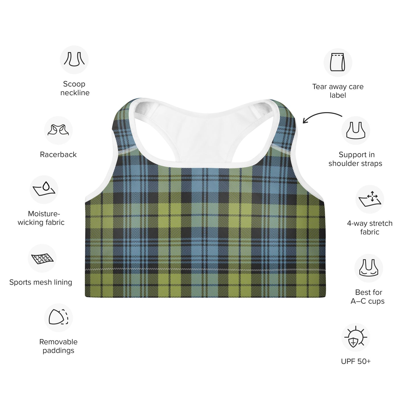 Clan Campbell Tartan | Padded Sports Bra