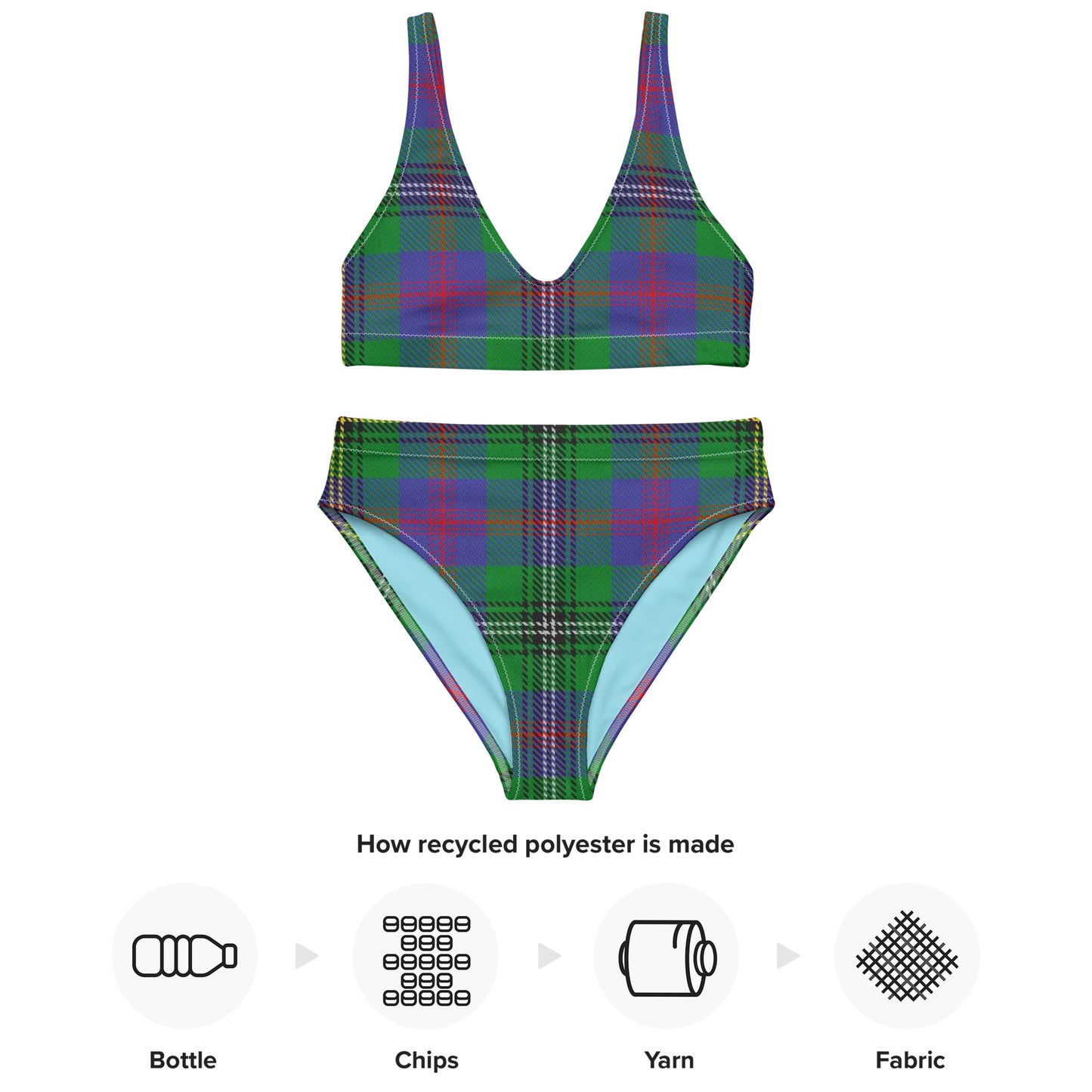 Clan Wood Tartan Recycled high-waisted bikini