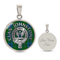 Clan Johnstone Crest & Tartan Pendant Necklace