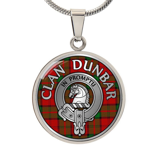 Clan Dunbar Crest & Tartan Pendant Necklace