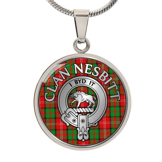 Clan Nesbitt Crest & Tartan Pendant Necklace