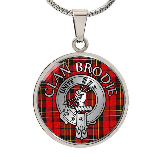 Clan Brodie Crest & Tartan Pendant Necklace