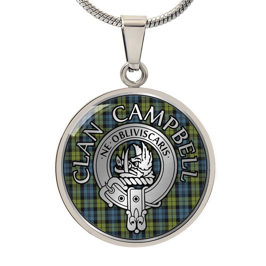 Clan Campbell Crest & Tartan Pendant Necklace