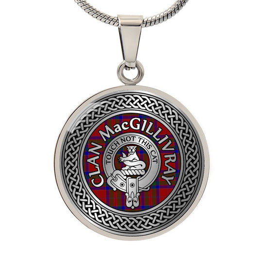 Clan MacGillivray Crest & Tartan Knot Pendant Necklace