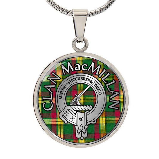 Clan MacMillan Crest & Tartan Pendant Necklace