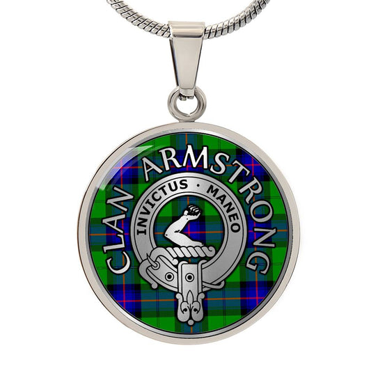 Clan Armstrong Crest & Tartan Pendant Necklace