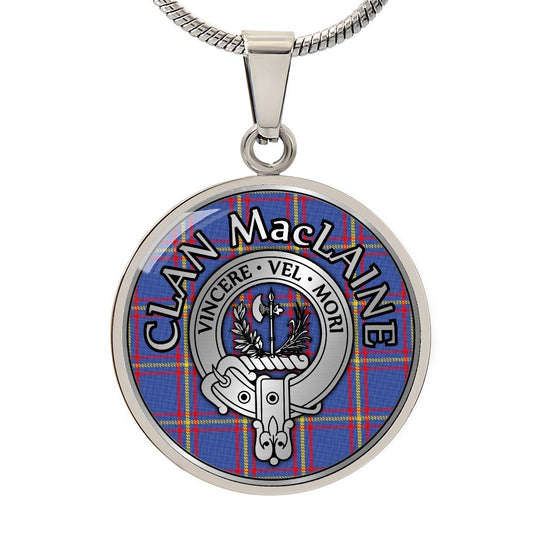Clan MacLaine Crest & Tartan Pendant Necklace