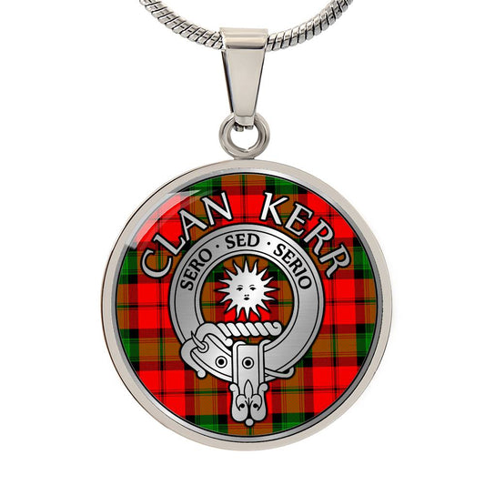 Clan Kerr Crest & Tartan Pendant Necklace
