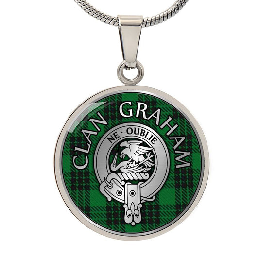 Clan Graham Crest & Tartan Pendant Necklace