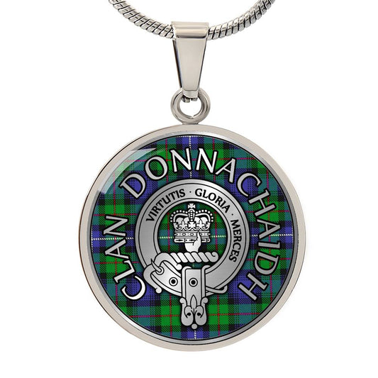 Clan Donnachaidh Crest & Hunting Tartan Pendant Necklace