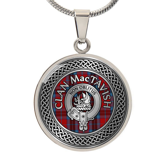 Clan MacTavish Crest & Tartan Knot Pendant Necklace