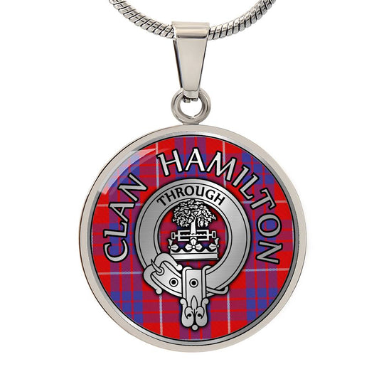 Clan Hamilton Crest & Tartan Pendant Necklace