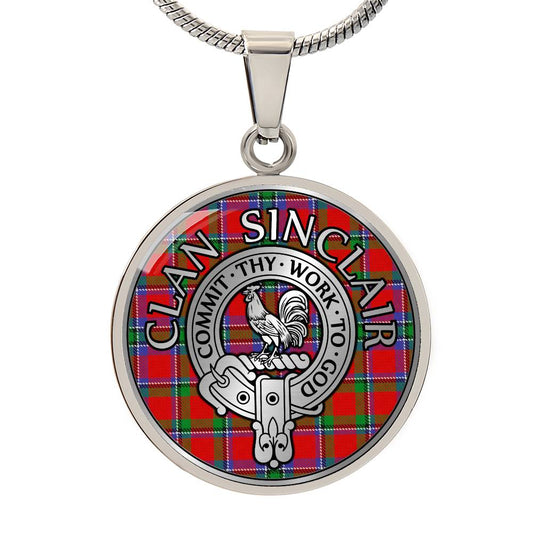 Clan Sinclair Crest & Tartan Pendant Necklace