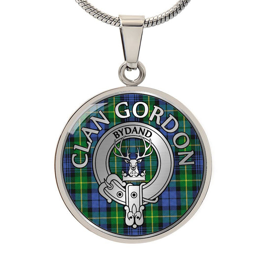 Clan Gordon Crest & Tartan Pendant Necklace