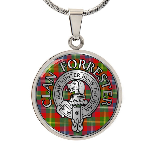 Clan Forrester Crest & Tartan Pendant Necklace