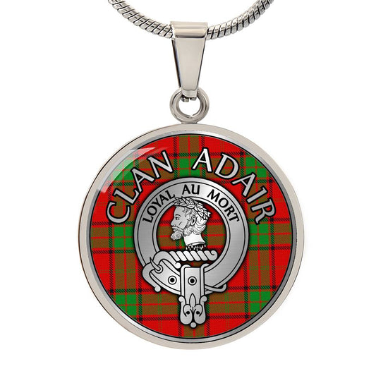 Clan Adair Crest & Tartan Pendant Necklace