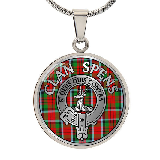 Clan Spens Crest & Tartan Pendant Necklace