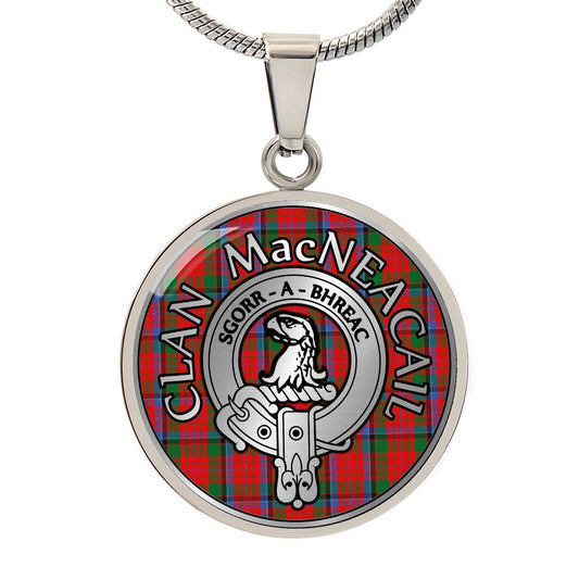 Clan MacNeacail Crest & Tartan Pendant Necklace