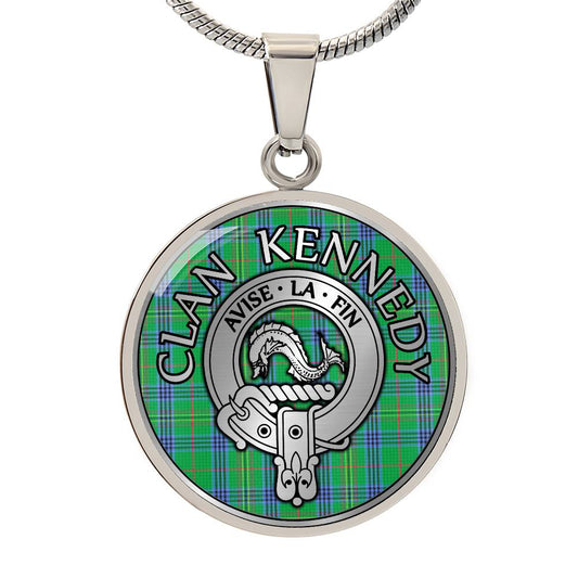 Clan Kennedy Crest & Tartan Pendant Necklace