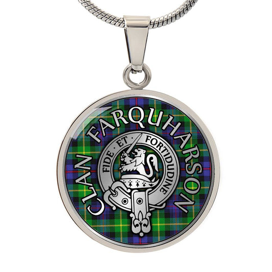 Clan Farquharson Crest & Tartan Pendant Necklace