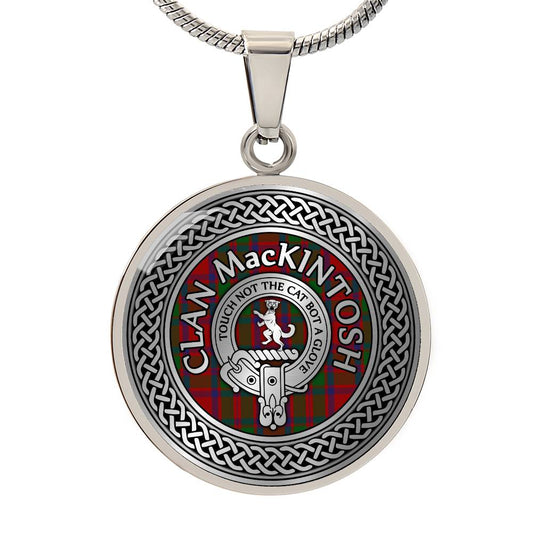 Clan MacKintosh Crest & Tartan Knot Pendant Necklace
