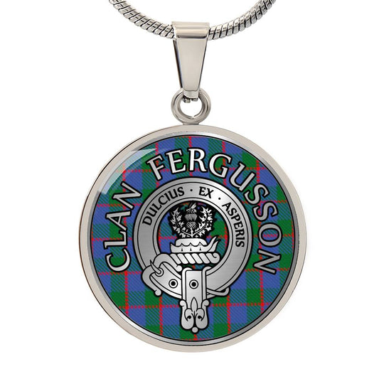 Clan Fergusson Crest & Tartan Pendant Necklace