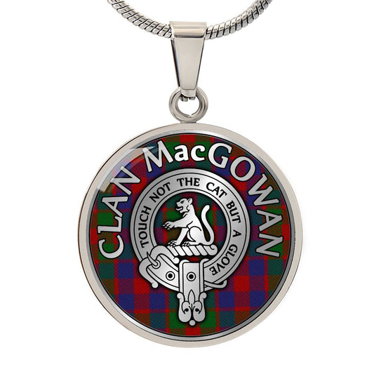 Clan MacGowan Crest & Tartan Pendant Necklace